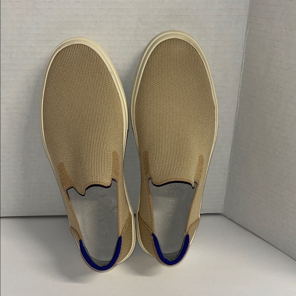 Rothy's Beige Slip-On Sneakers with Blue Accent - Picture 6 of 16